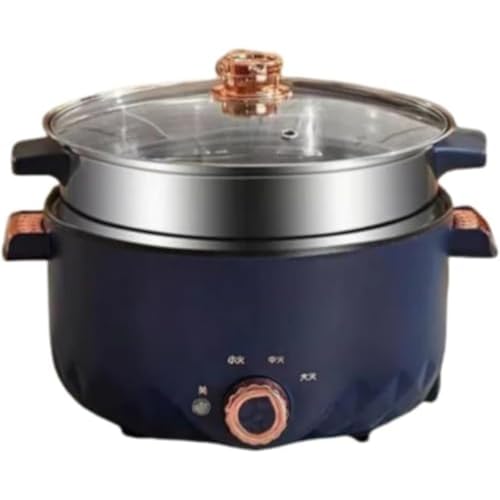 AOCIR【便利な多機能鍋】炊飯器 3L 大容量 一人用 必需鍋セット 小鍋 電気炊飯器 多機能鍋セット 二層蒸し層 温度調節機能 洗える (ブルー,2層 26 cm)